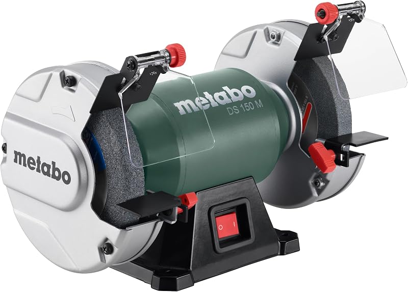 Metabo 6-Inch Shop Bench Grinder | 370 W | 3.4 Amp | Adjustable Eye Shield and Spark Deflectors | 3-Year Limited Warranty | DS 150 M