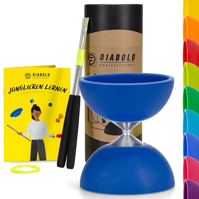 Set de malabares básico Diabolo Freizeitsport con diábolo (azul), varillas de aluminio de repuesto
