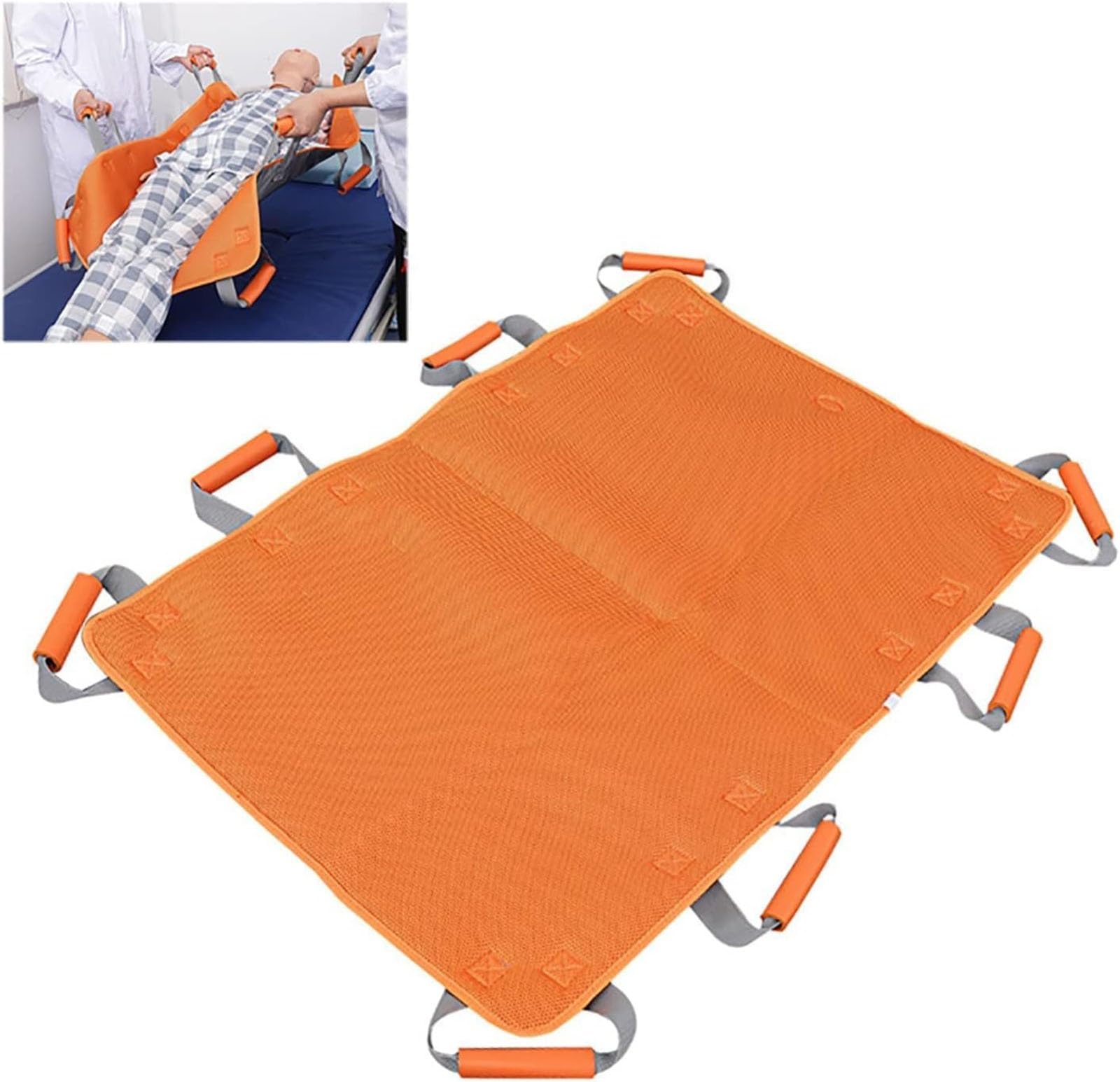 Almohadilla de Cama de posicionamiento con Asas, sábana de transferencia multiusos para girar, levantar y deslizar, sábana de posicionamiento del paciente reutilizable y lavable para personas encamada