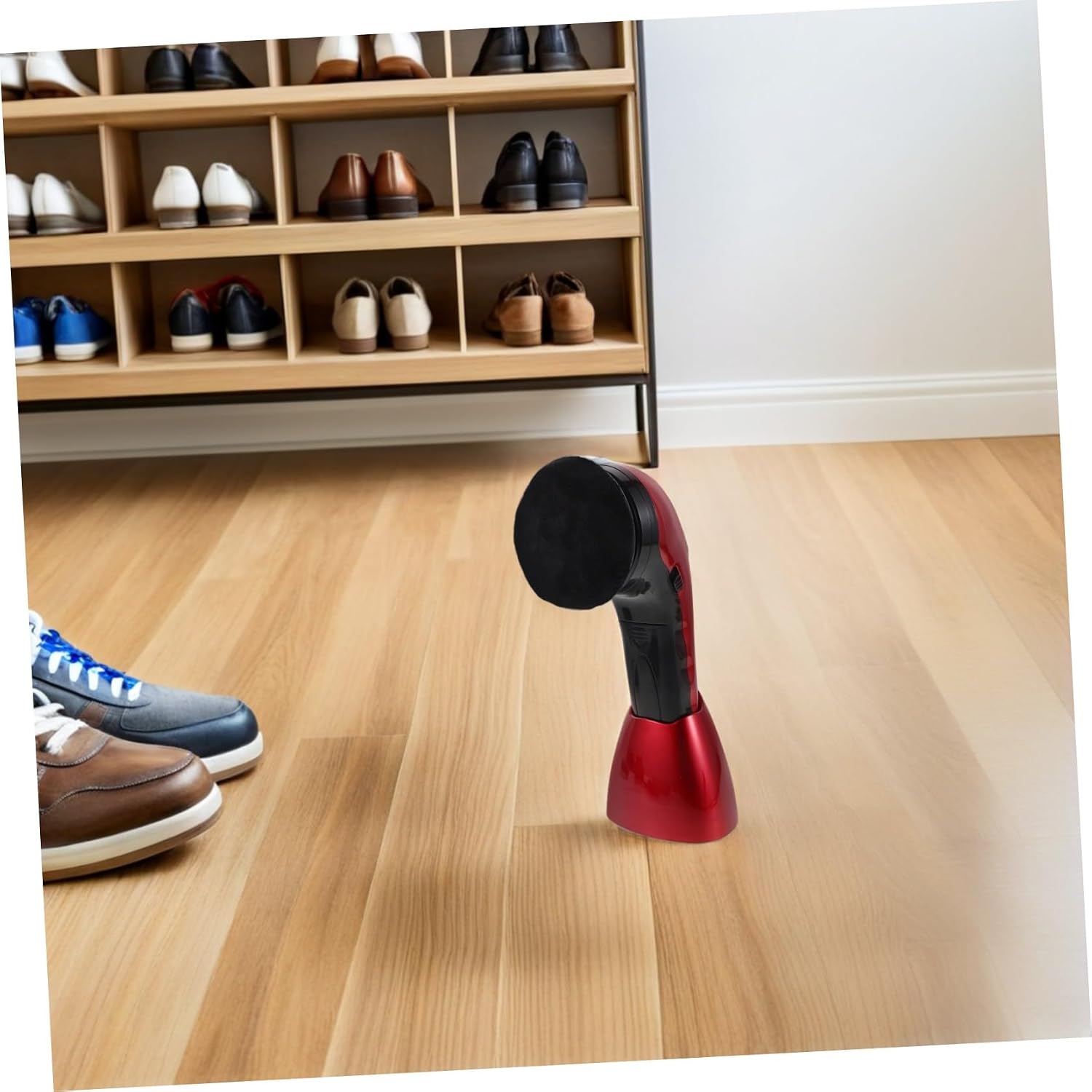 Electric Shoe Polisher Brush Machine 710 Red Plug-in Battery Powered | Fiber Sponge Plastic Replacement Heads, Automatic Polishing and Deep Cleansing, for Footwear and Canvas Shoes at Home