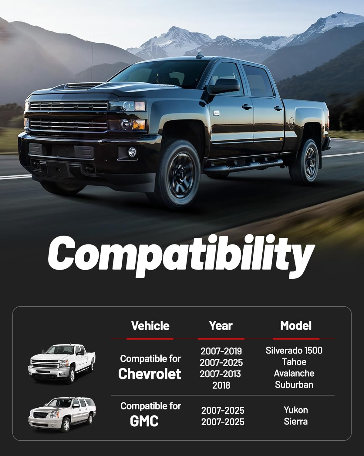EVIL ENERGY 1" Leveling Lift Kit Compatible with 2007-2019 Chevy Silverado 1500 Avalanche Suburban Tahoe/GMC Sierra Yukon, 1 inch Front Suspension Strut Spacers Black