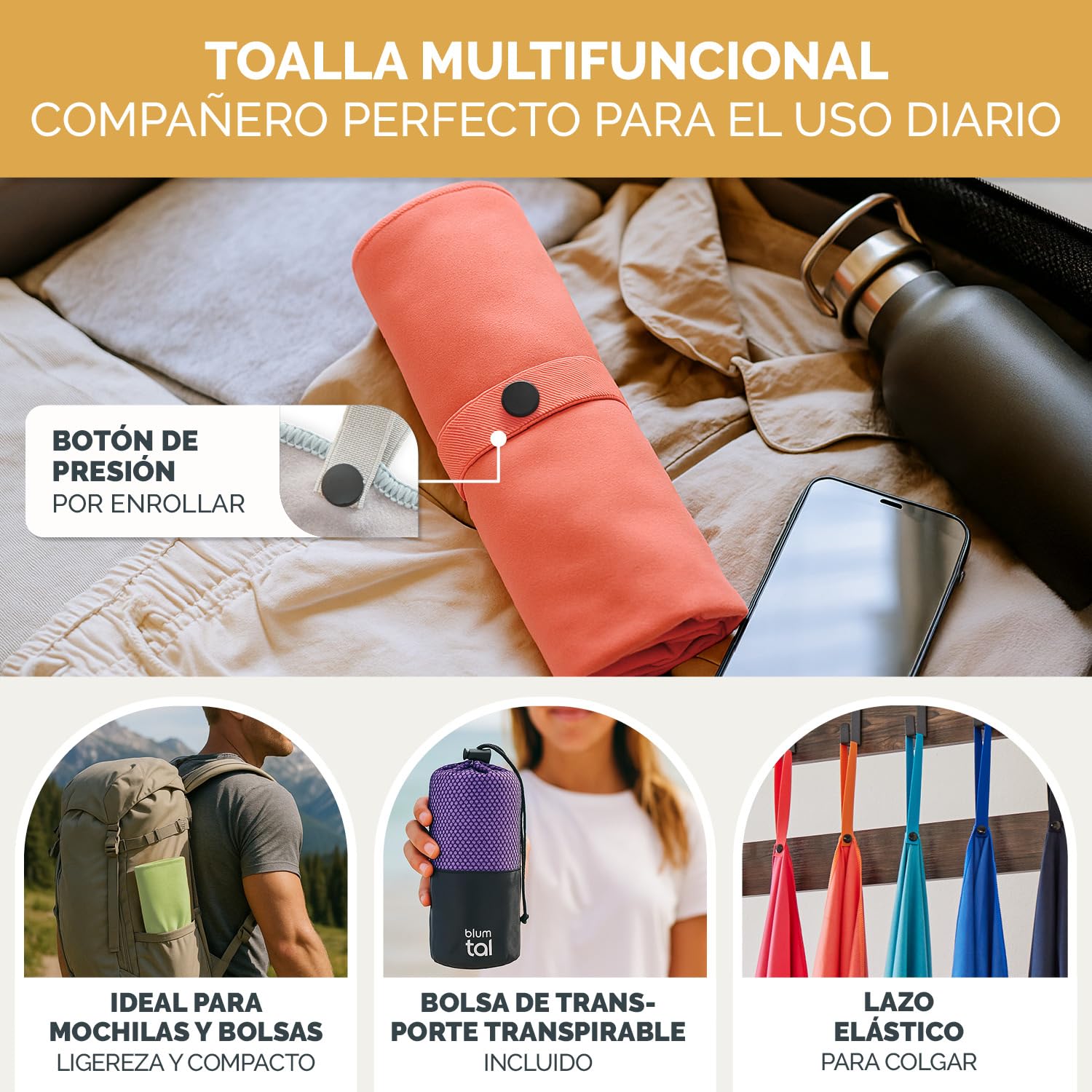 Blumtal Set de 2 Toallas de Microfibra - 80x40 cm, Secado Rápido para Gimnasio - Pequeña, Rojo