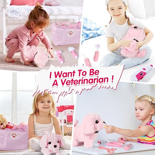 Miniatura 5 de Kit médico de juguete para niñas, juguetes médicos de disfraz, juego de simulación con juguete para perros, regalo para niños pequeños de 3 a 8 años