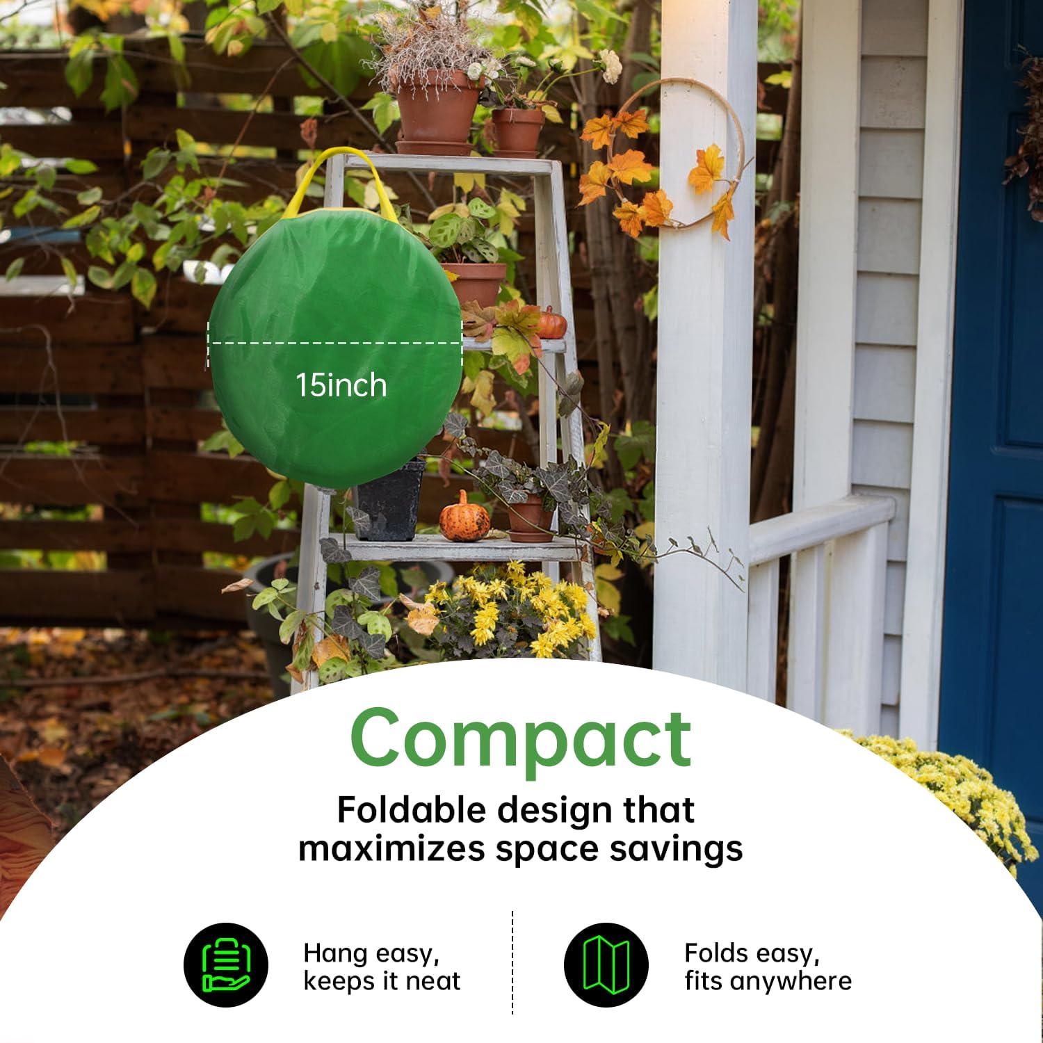Leaf Collector, Collapsible & Resuable Yard Waste Bags for Gathering Lawn Leaves Grass Clippings Weeds Debris Trash, Portable Leaf Catcher Pop Up Garden Bag with Handles