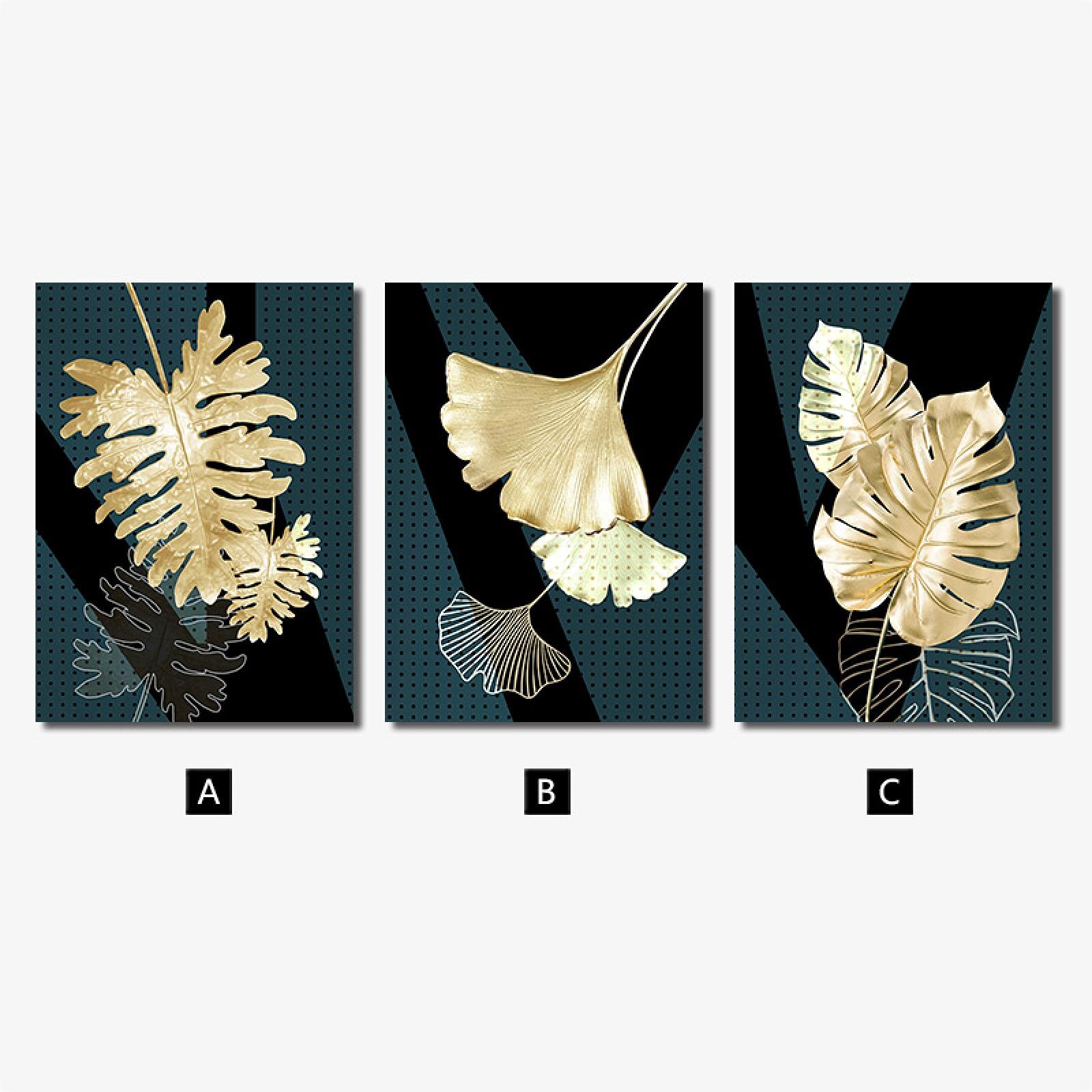 Kuingbhn Moderna Nordica Foglie Di Ginkgo Tela Colorata Pittura Poster Di Lusso E Stampe Immagini A Parete Per La Decorazione Della Stanza Interna 50x50cmx2pcs Senza Cornice