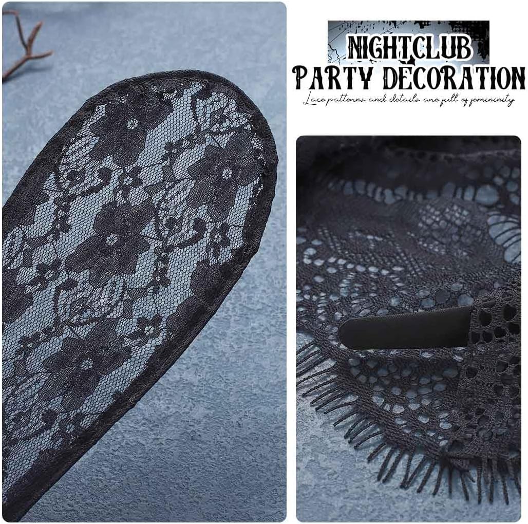 CAKURE Bunny Ears Headband Lace Black Bunny Mask Headbands Halloween Ears Masquerade Hair Accessories for Women - Image 4