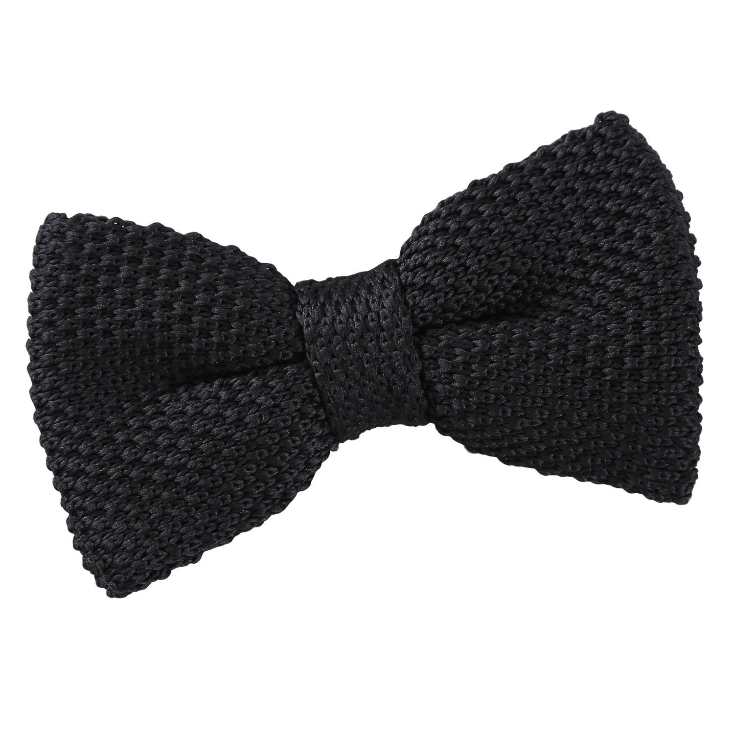 Dqt Boys Black Plain Knitted Pre-Tied Bow Tie – Wedding Page Formal Bowtie
