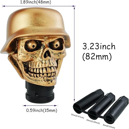 Miniatura 2 de Pomo de palanca de cambios de resina de calavera para la mayoría de vehículos manuales (cobre)