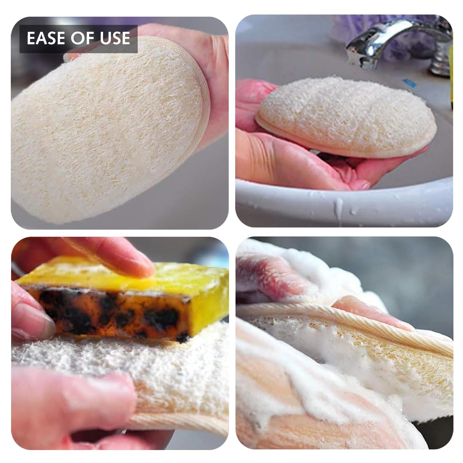 2 sztuki naturalnej gąbki Loofah peeling do ciała, przyjazna dla środowiska i biodegradowalna gąbka pod prysznic, loofah dla kobiet i mężczyzn