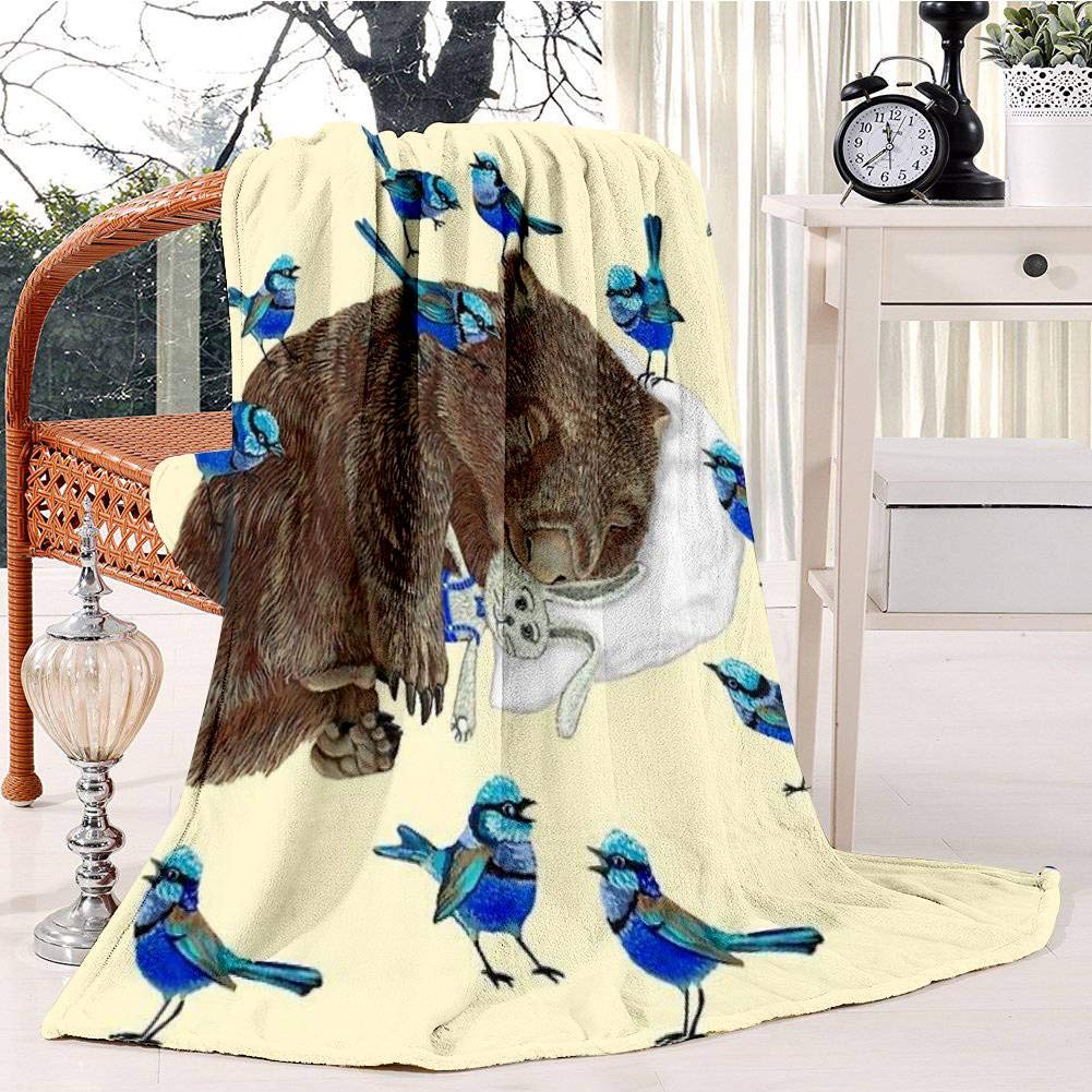 Wombat Bed Blanket Plush Velvet Soft Warm Blanket Lightweight Microfiber Cozy Blanket Christmas Blanket for Bed Couch Chair Sofa, 150x200cm