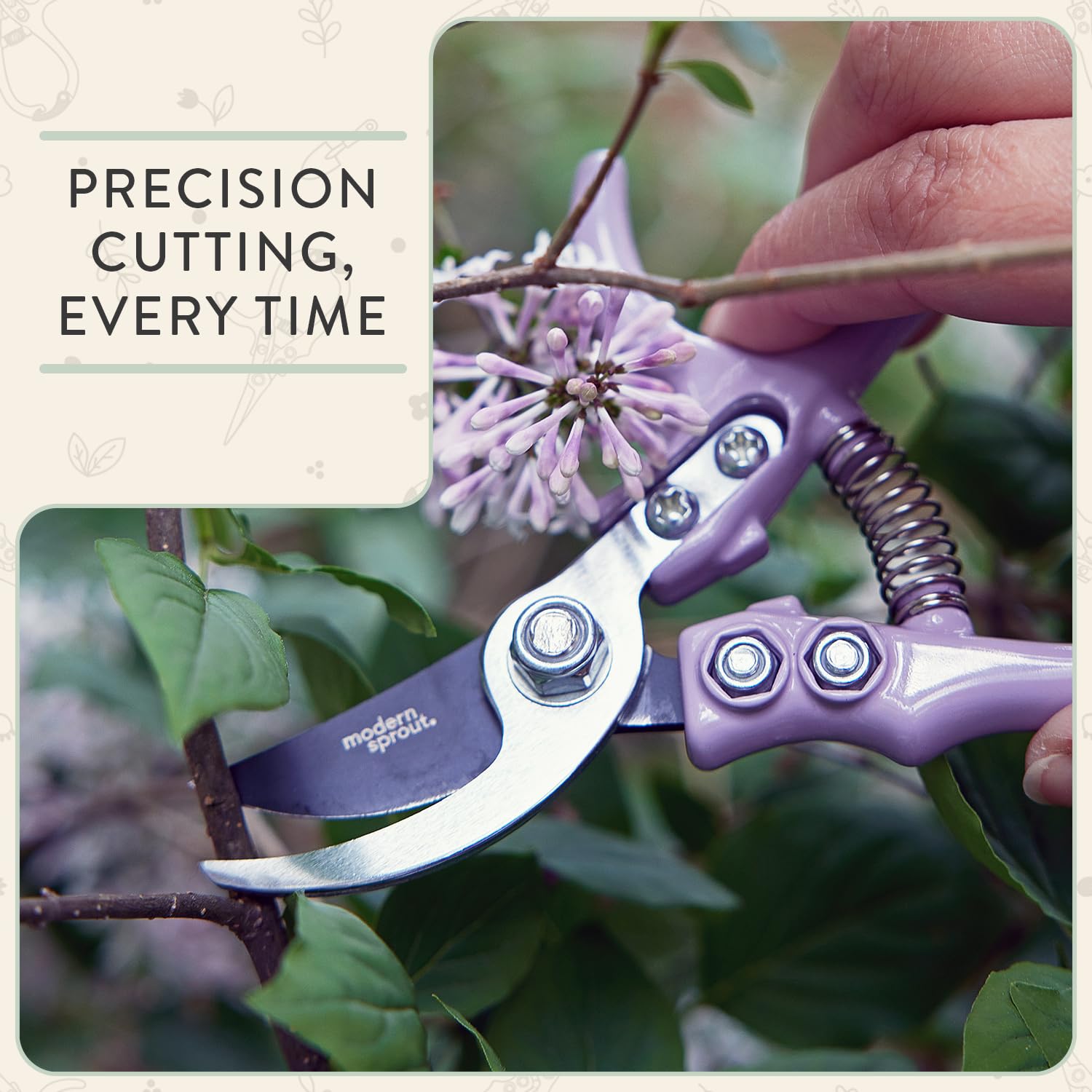 Modern Sprout Hand Pruners - Bypass Scissors for Gardening -2 Modern Sprout Hand Pruners - Bypass Scissors for Gardening -2