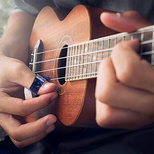 Miniatura 4 de Frienda Púas de dedo para pulgar, palillos planos, púas de guitarra de mano de celuloide