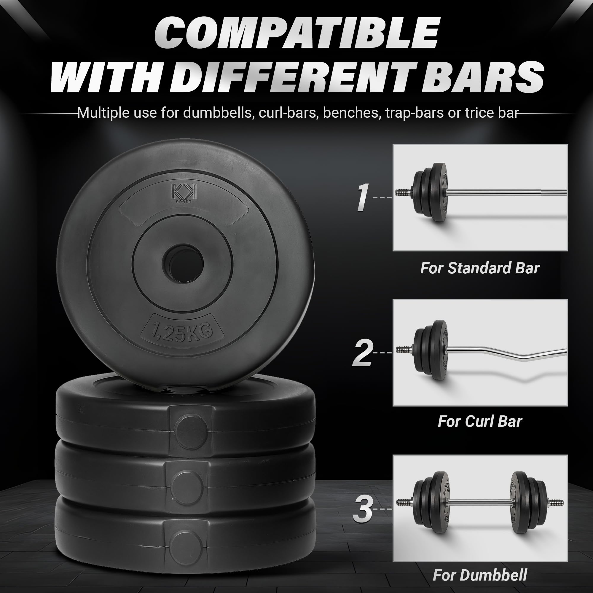 Dischi Ghisa KK Set Di Dischi Per Pesi Da 5,1 Cm, In Ghisa, Coppia Di Dischi Pesi Da Palestra Per Casa - Foto 11