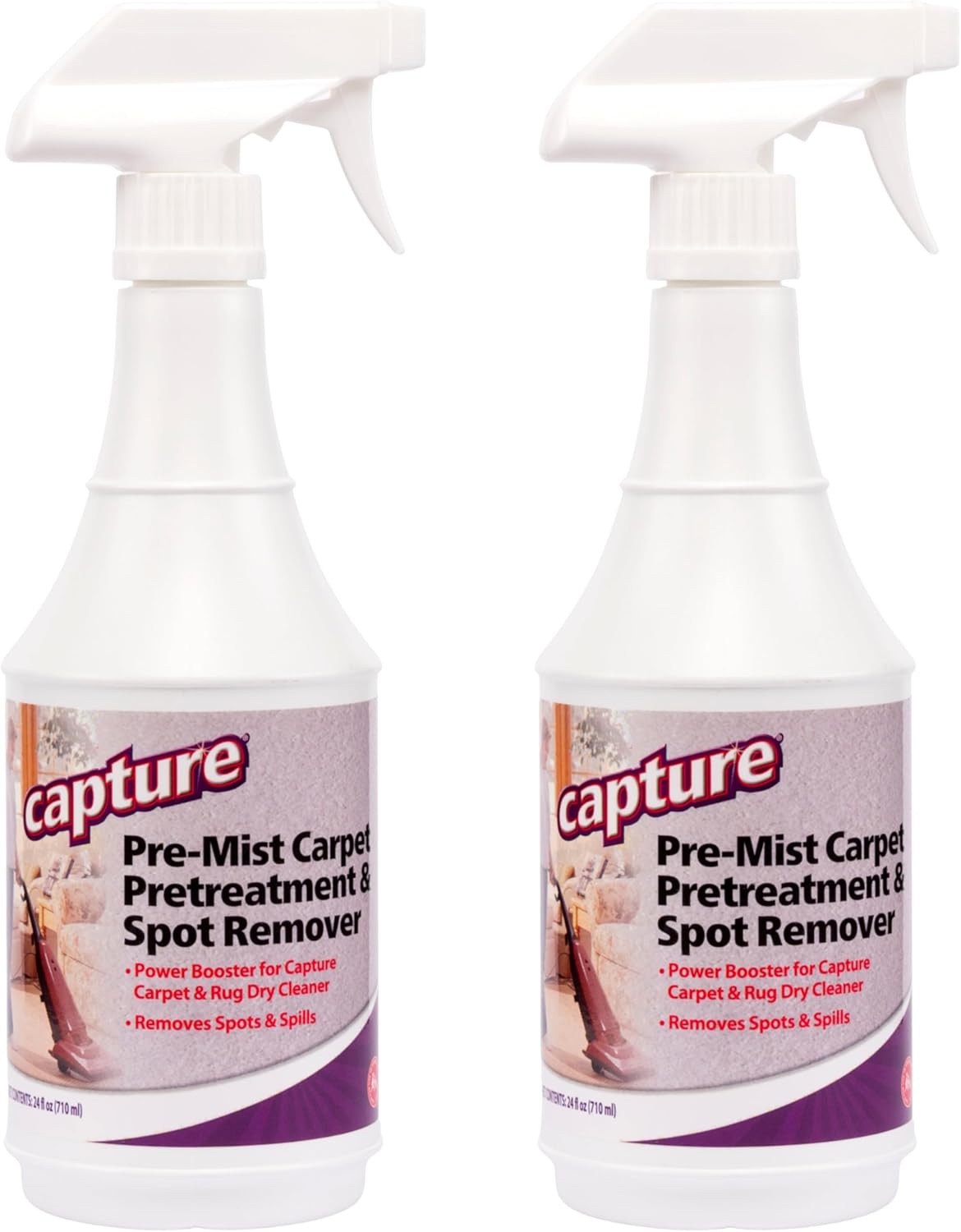 Capture Pre-Mist Soil Release for Carpet Dry Cleaner - Carpet Cleaning Pre Spray - Loosen Juice, Coffee & Wine Spill and Tough Rug Stains Eliminator - Multi-Purpose Cleaning Essentials - 24oz (2 Pack)