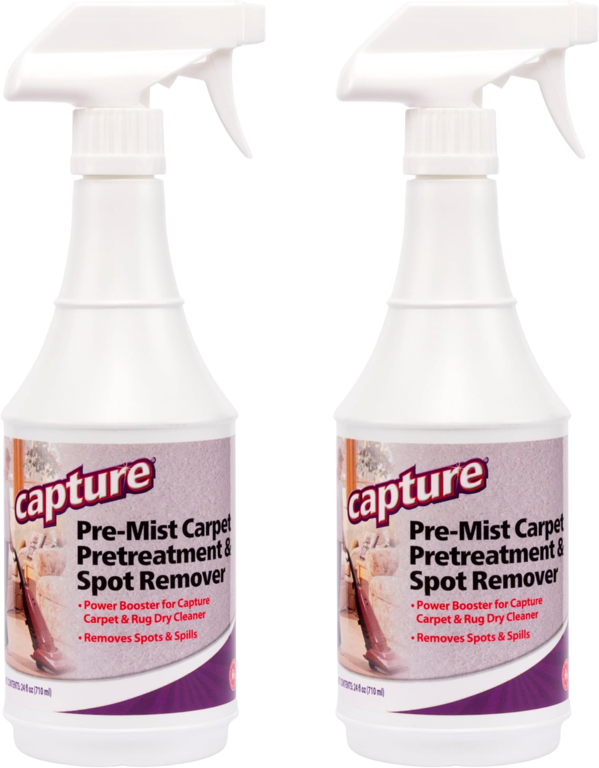 Capture Pre-Mist Soil Release for Carpet Dry Cleaner - Carpet Cleaning Pre Spray - Loosen Juice, Coffee & Wine Spill and Tough Rug Stains Eliminator - Multi-Purpose Cleaning Essentials - 24oz (2 Pack)
