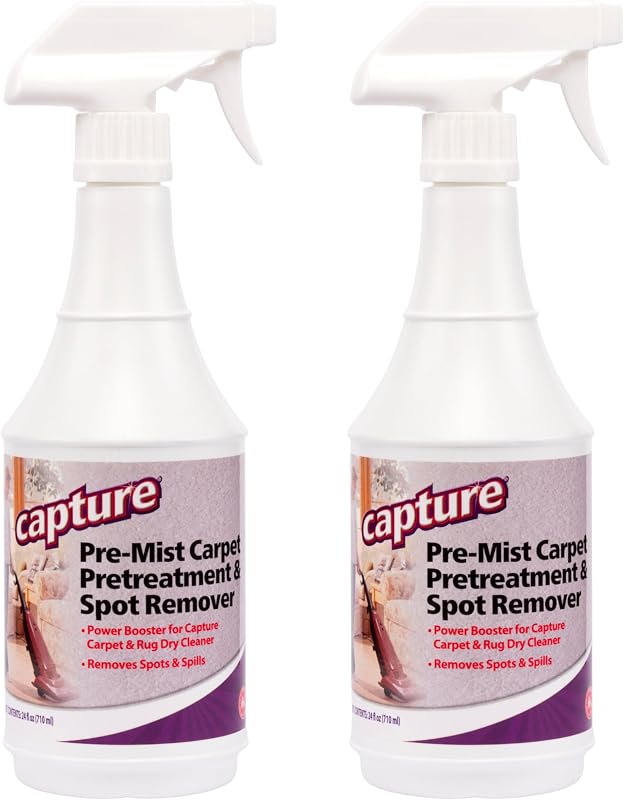 Capture Pre-Mist Soil Release for Carpet Dry Cleaner - Carpet Cleaning Pre Spray - Loosen Juice, Coffee & Wine Spill and Tough Rug Stains Eliminator - Multi-Purpose Cleaning Essentials - 24oz (2 Pack)