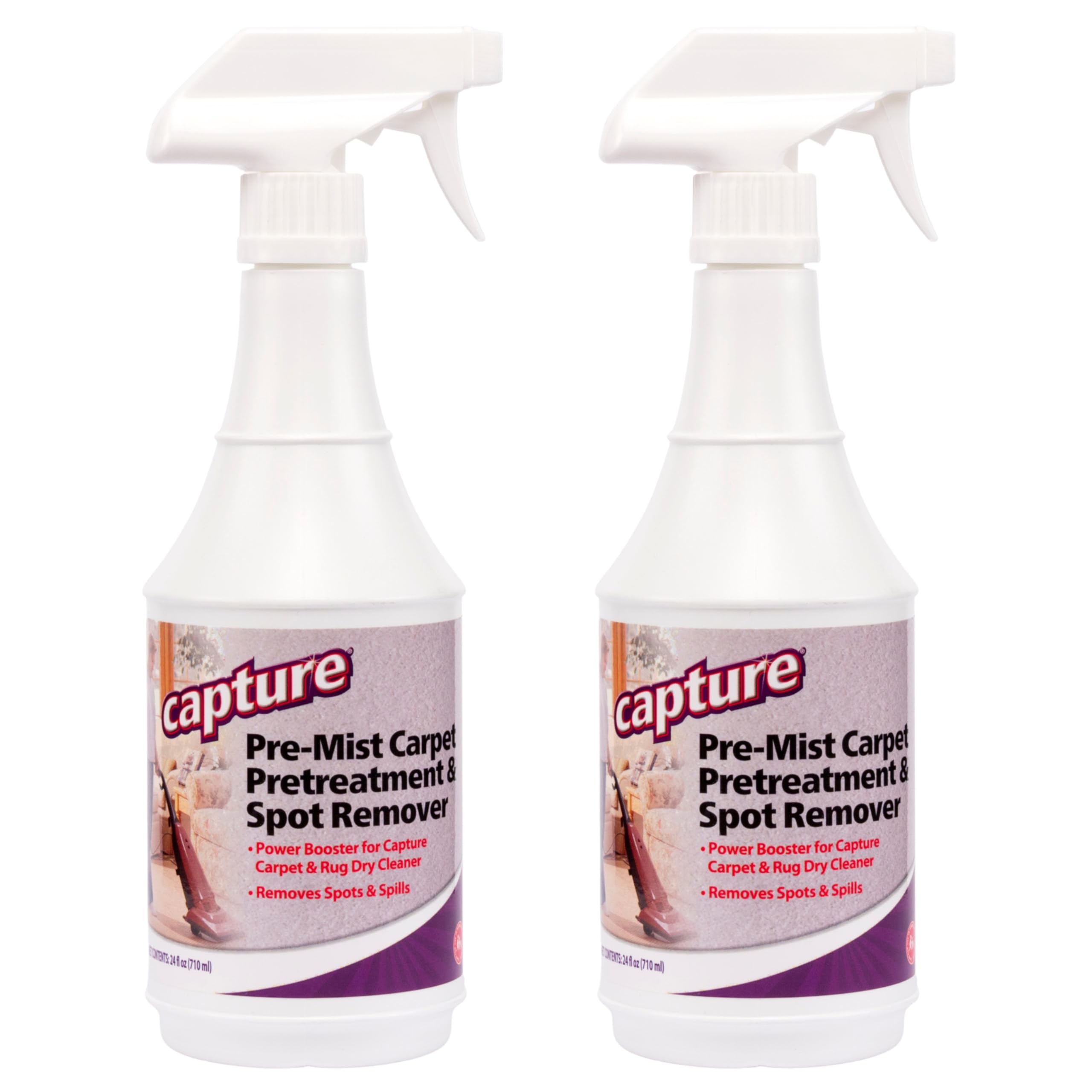 Capture Pre-Mist Soil Release for Carpet Dry Cleaner - Carpet Cleaning Pre Spray - Loosen Juice, Coffee & Wine Spill and Tough Rug Stains Eliminator - Multi-Purpose Cleaning Essentials - 24oz (2 Pack)