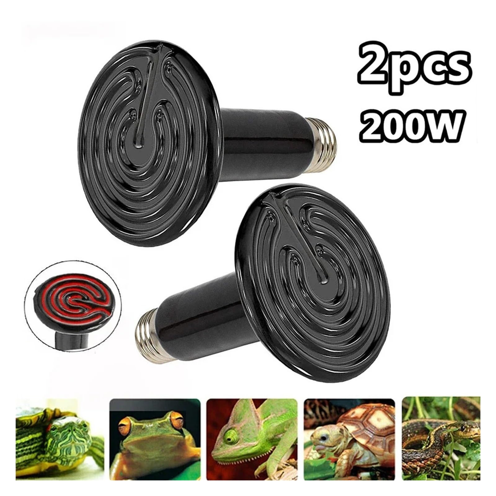 2 Pz Lampada Riscaldante In Ceramica Lampadina Di Calore A Infrarossi For Rettili Pollame Da Cova Anfibi Terrari Fonte Invernale E27 200 W Mantieni Il Cibo Fresco
