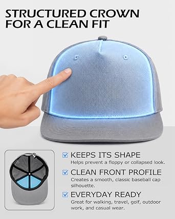 Zylioo XXL Baseball Cap for Big Heads, 5 Panel Snapback Hat | Roomier 62 cm Fit-Deeper front profile gives fuller head shapes a secure feel without riding high or squeezing.