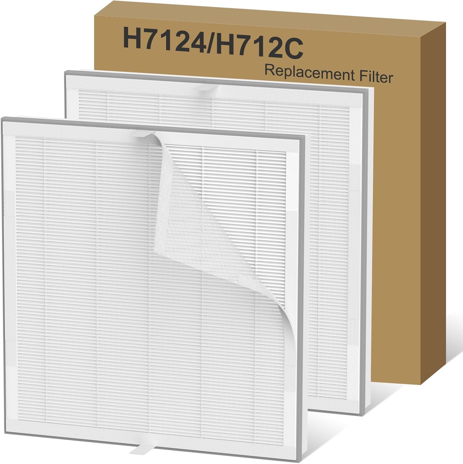 2 Pack H7124 Replacement Filter Compatible with GoveeLife H7124 & H712C Smart Air Purifier, 3-IN-1 H13 True HEPA, Washable Pre-Filters, Replace Part H7124-RF H712C-RF