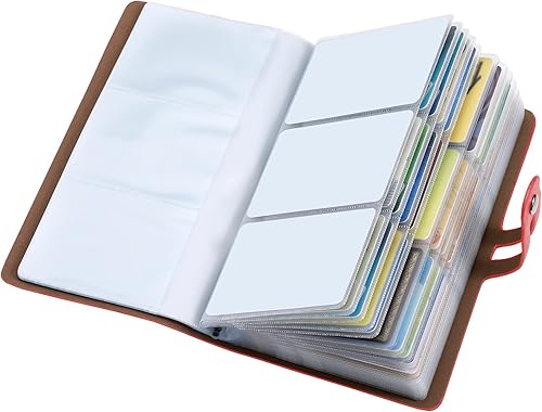 Organizador de tarjetas de visita de cuero, soporte para tarjetas de crédito con bloqueo RFID, soporte profesional para tarjetas de visita y libro