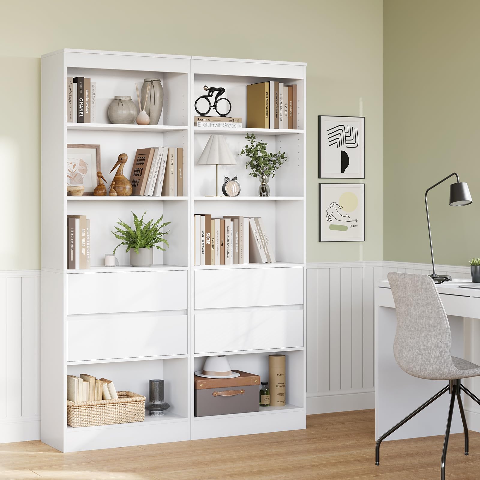 Estantería con Compartimento Abierto de Madera para Cocina Multiusos para Baño, Estantería Alta para Baño con Estantes Ajustables para Salón, Dormitorio