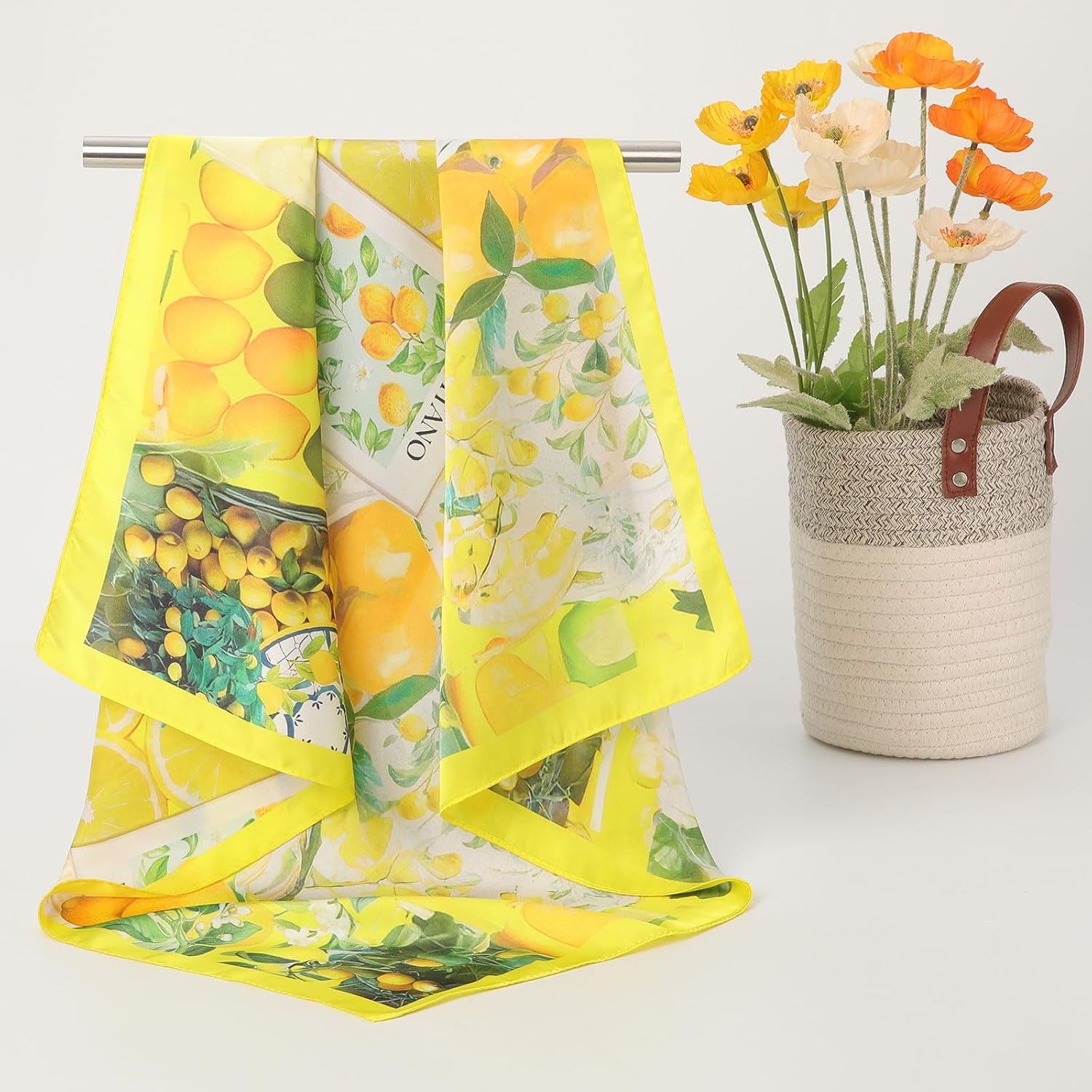 CHLINS 27.5 Inches Silk Feeling Square Head Scarf - 4 Pcs Satin Square Head Scarves for Women Hair Bandanas Head Kerchief image 4