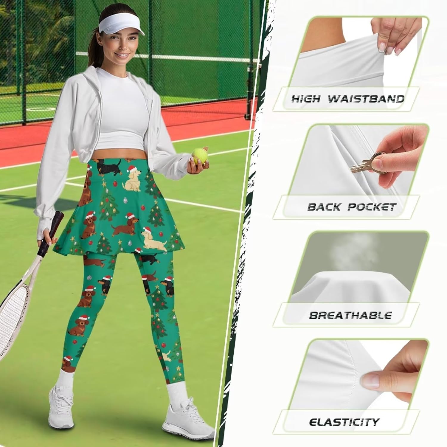 Renewold Skirted Leggings for Women with Pockets Tennis Yoga Golf Athletic Skirt with Leggings High Waist Clothing