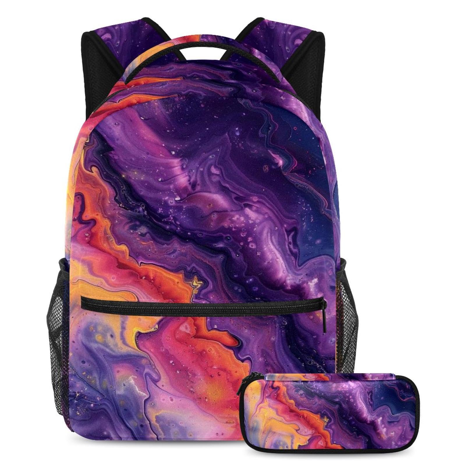 Sac à dos polyvalent galaxie abstraite colorée pour collège et lycée - 7