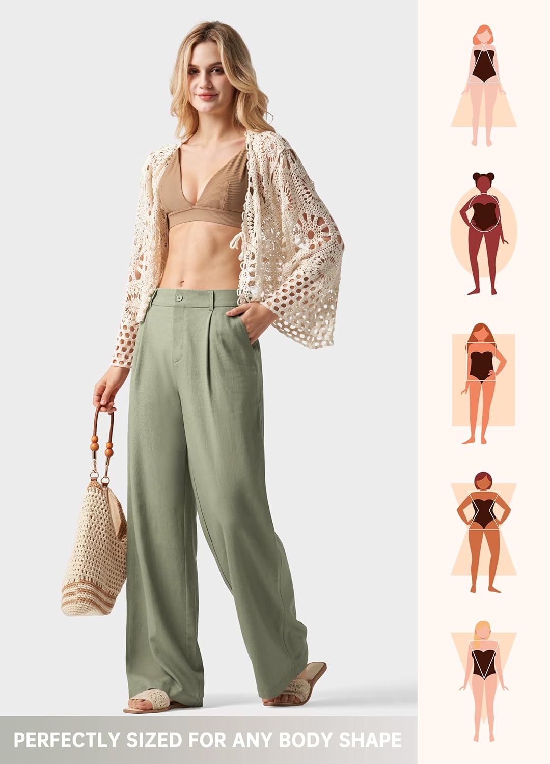 Willit Women's Linen Pants Wide Leg Work Dress Pants Casual Slacks Business Pants with Pockets