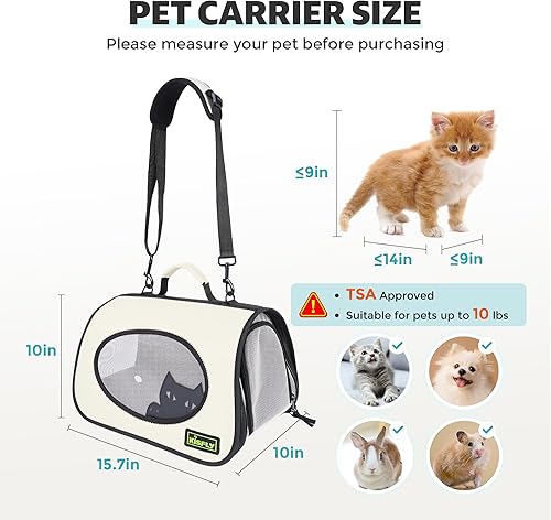 Miniatura 50 de Transportador de gatos para 2 gatos/gatitos, transportador de mascotas para gatos, cachorros, perros pequeños y conejos, bolsa de viaje plegable