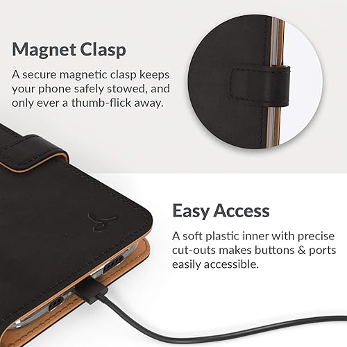 Miniatura 5 de Snakehive Cartera de cuero para iPhone 12 Pro - Funda de piel auténtica para teléfono - Cuero auténtico con soporte de visualización y 3 tarjeteros