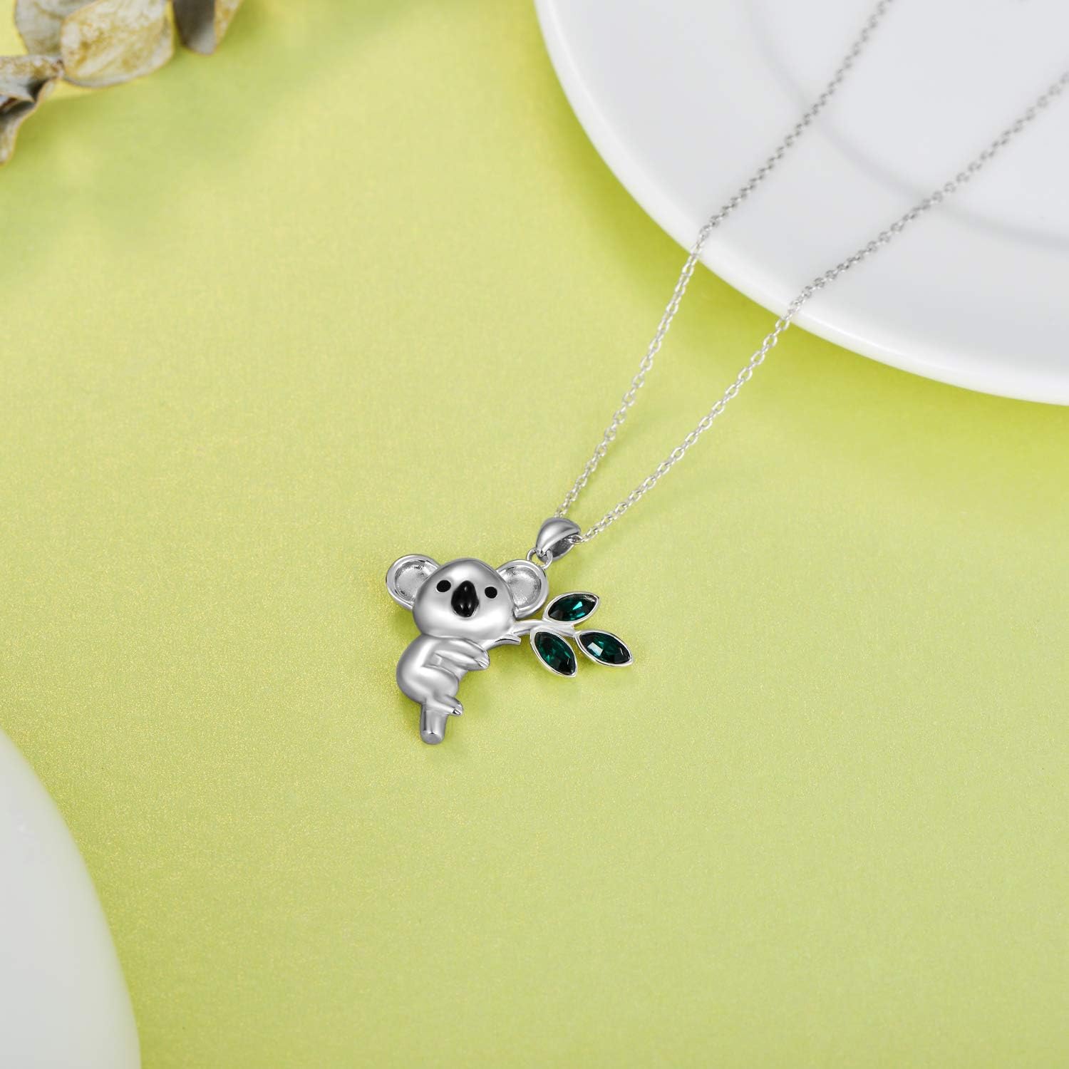 AOBOCO Sterling Silver Elephant/Koala/Panda Cute Animal Heart Pendant Necklace for Women Teen Girls, Embellished with Crystals from Austria