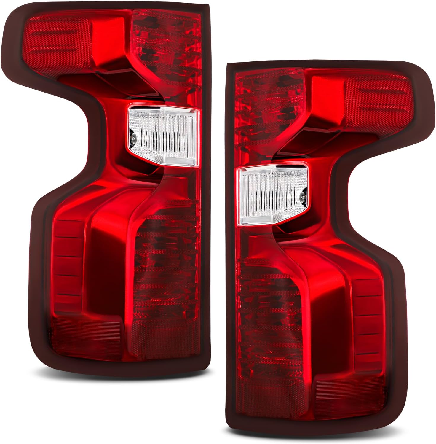 Tail Lights Assembly Fit For 2019-2023 Chevy silverado 1500 / 2500HD / 3500HD 19-23 Chevy Silverado 1500 / 2500HD / 3500HD HD Rear Brake Lamp Included Bulbs Left And Right Side (Deep red) Driver Side And Passenger Side-D Deep red
