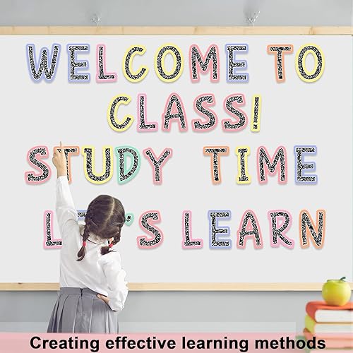 Vista 99 de Juego de 150 letras grandes de 6 pulgadas y puntuación, colorido alfabeto recortado para el aula para exhibir tablón de anuncios, escuela en casa