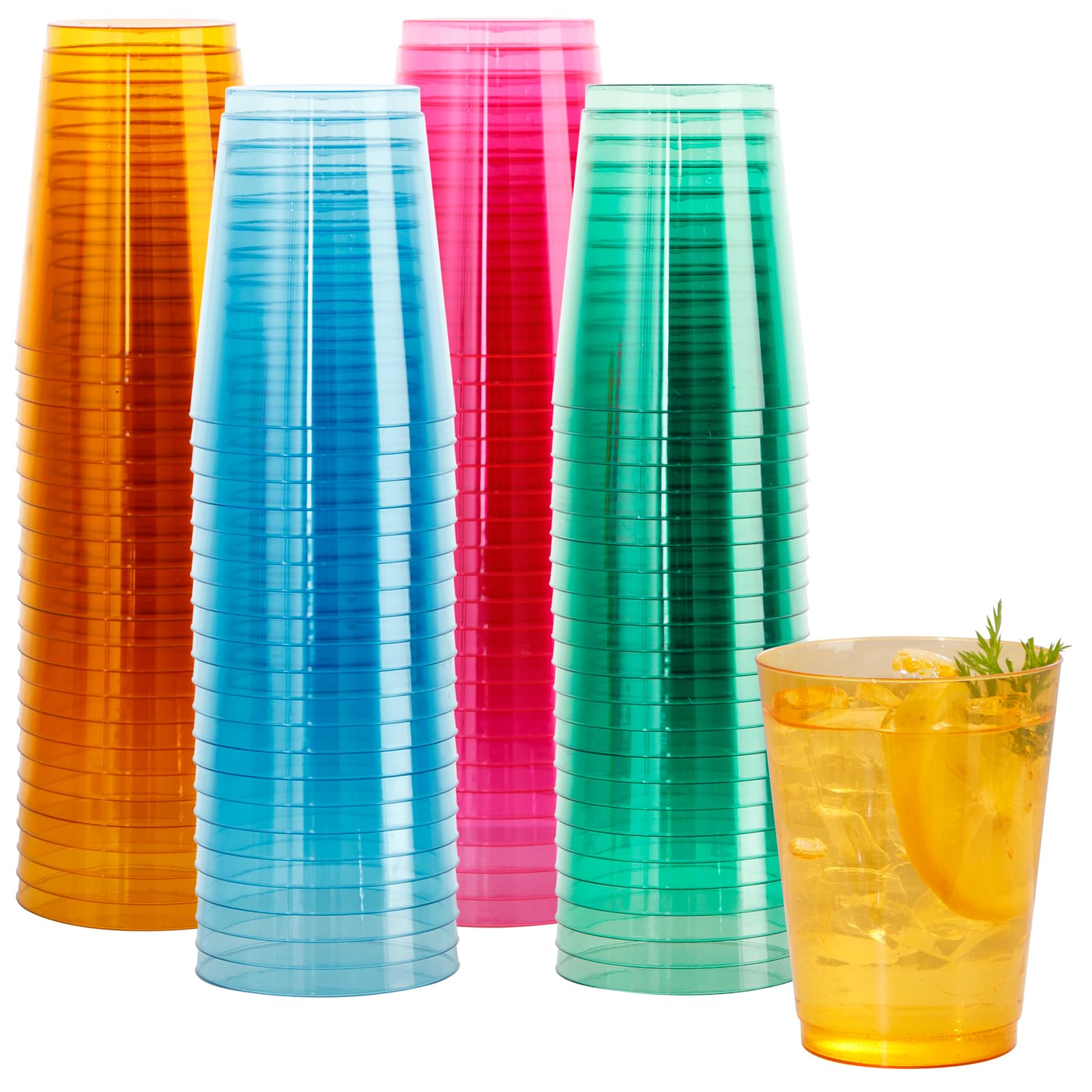 DaYammi 200 Pack Silver Plastic Cups 10 Oz Clear Plastic Cups Silver Rimmed Disposable Wine Glasses Heavy Duty Disposable Tumblers Drinking Cocktail Glasses for Party Wedding — Amazon image 14