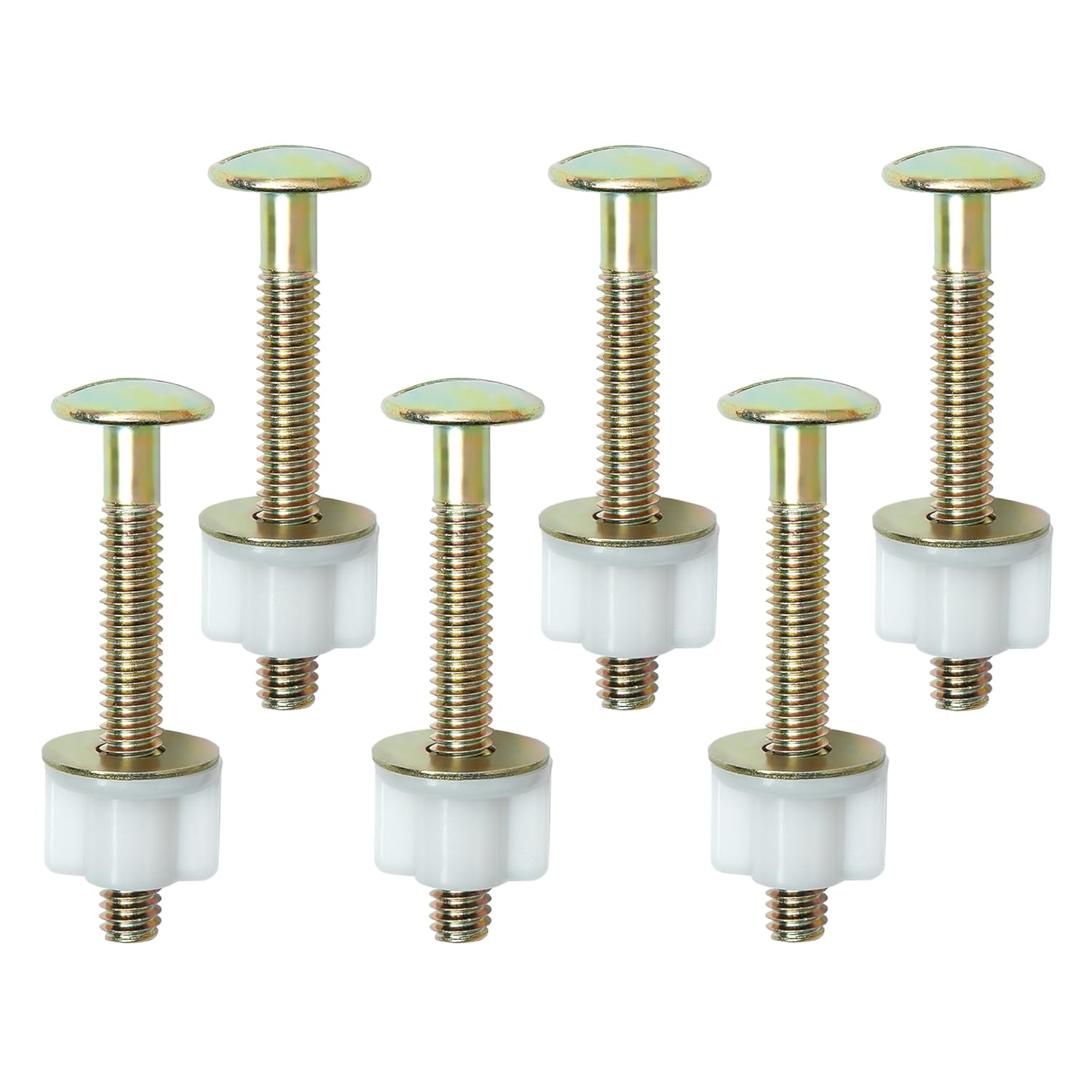 Toilet Seat Screws, Steel Seat Hinge Bolts and Nuts, Heavy Duty Fastener with Plastic Nuts and Metal Washers, Hardware Replacement for Top Mount Toilet Hinges (6)