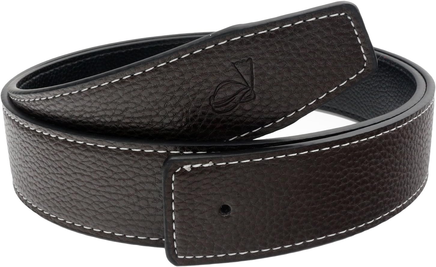 QHAMens Designer Reversible Leather Belt Strap No Buckle