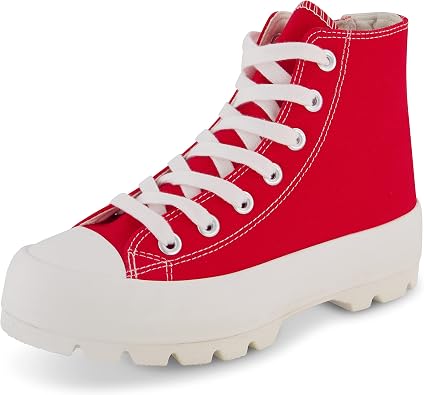 CUSHIONAIRE Vespa Platform Sneakers for Women, Lace Up Canvas High Top Shoes with Side Zipper, Chunky Sole and Memory Foam