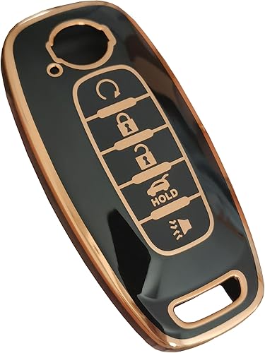 Miniatura 5 de Funda para llavero Nissan con llavero para Nissan Pathfinder Rogue 2023-2024 (5 botones) (para Nissan C, negro)
