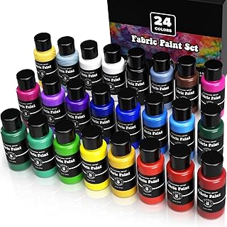Permanent Fabric Paint Kit, 24 Colors, Medium Acrylic Set, for Clothes, ...