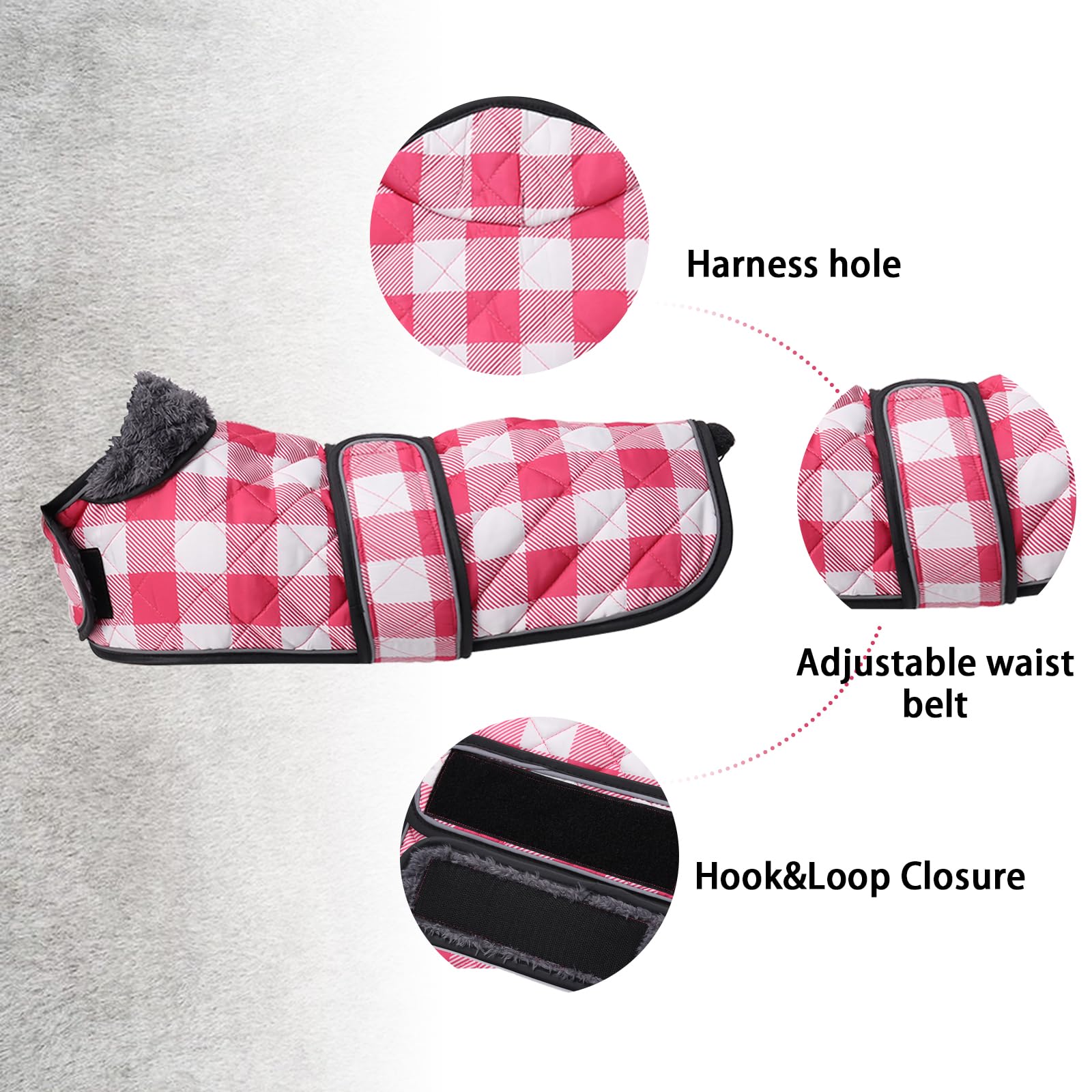 Geyecete Waterproof Warm Thermal Quilted Dachshund Coat with warm fleecy lining inside,Outdoor Dog Apparel with Adjustable Bands for Small,Medium Dog-Pink-XS - Image 2