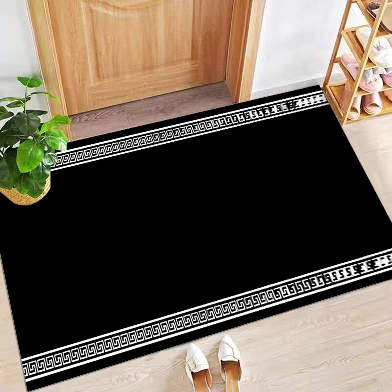 Dywan chodnik na korytarz czarny chodnik antypoślizgowy chodnik kuchenny dywan poliester nadaje się do prania w korytarzu, kuchni, sypialni, salonu, szerokość 60 cm/70 cm/80 cm/90 cm/100 cm (rozmiar: 80 x 100 cm)
