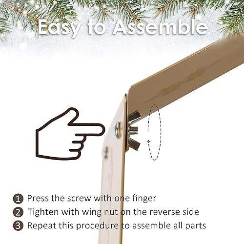 Miniatura 4 de Blissun Anillo de metal para árbol de Navidad, collar de árbol de Navidad con copo de nieve impreso, base de árbol de sauce para decoración de árbol