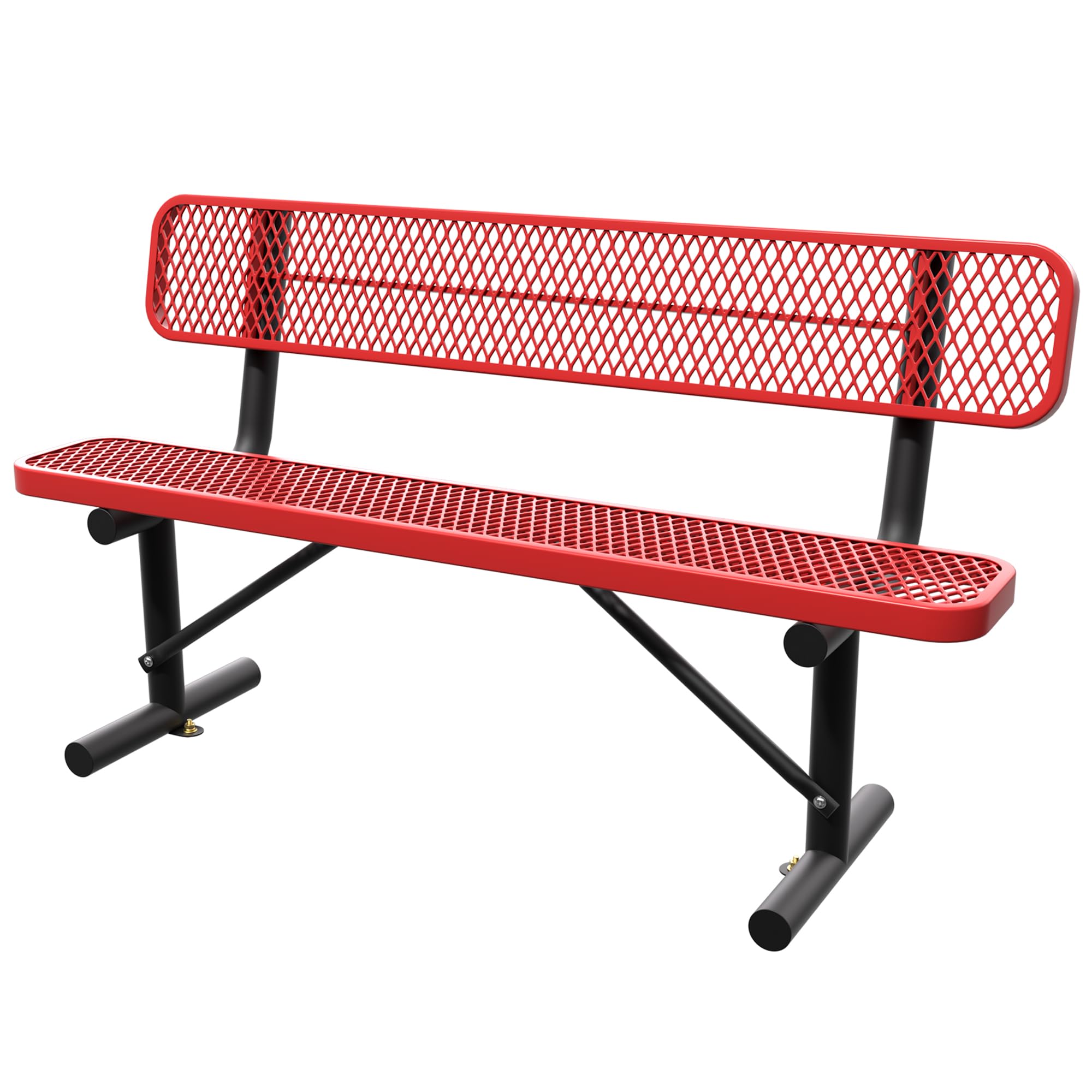 Sunnibety 6 Feet Steel Park Bench for Outside, Outdoor Bench with Backrest & Portable Frame, Commercial Benches for Shopping Malls, Stores, Parks,