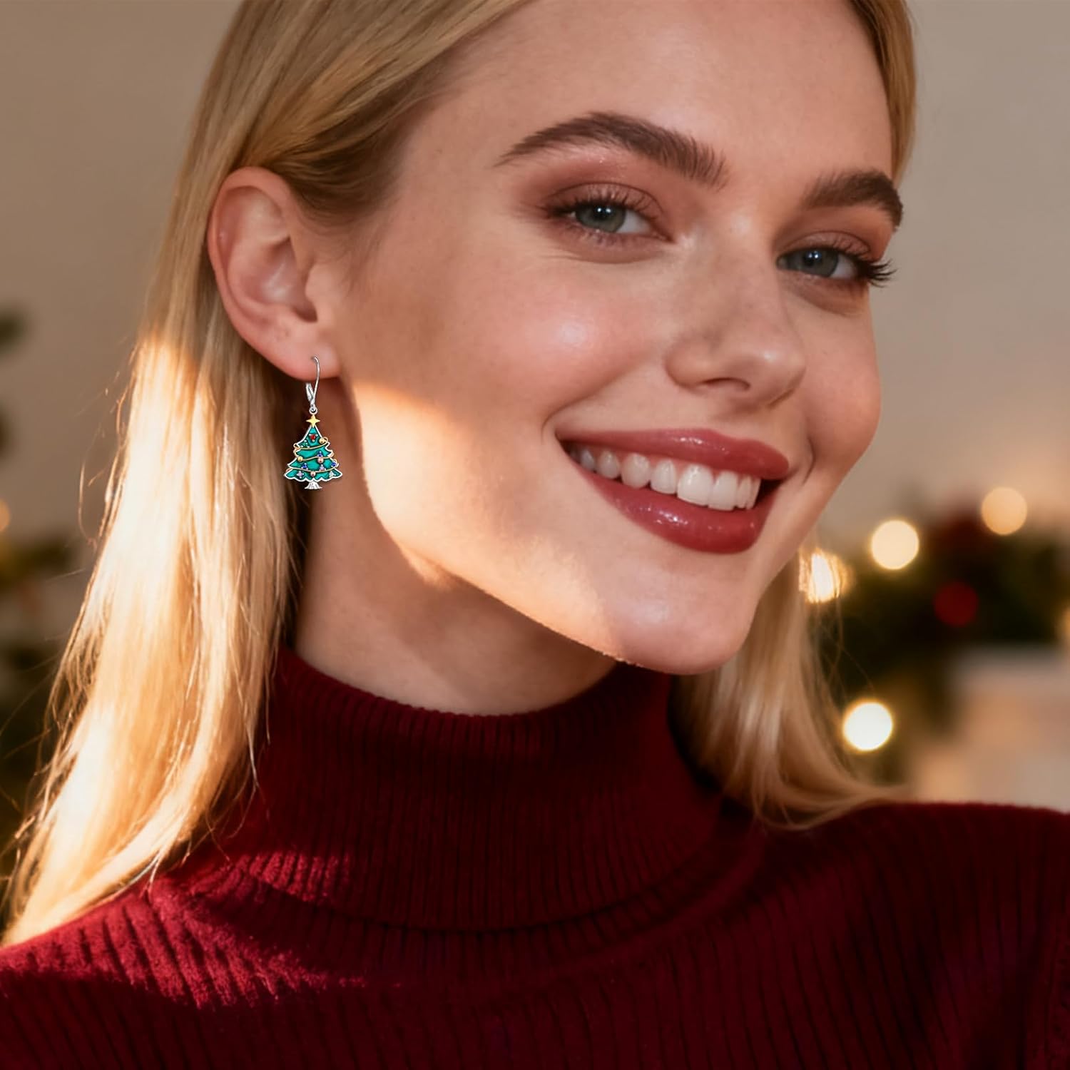 Apple Drop Dangle Earrings for Women 925 Sterling Silver Cat Christmas Tree Moon Star Lotus Palm Tree Lighthouse Lever Back Earrings