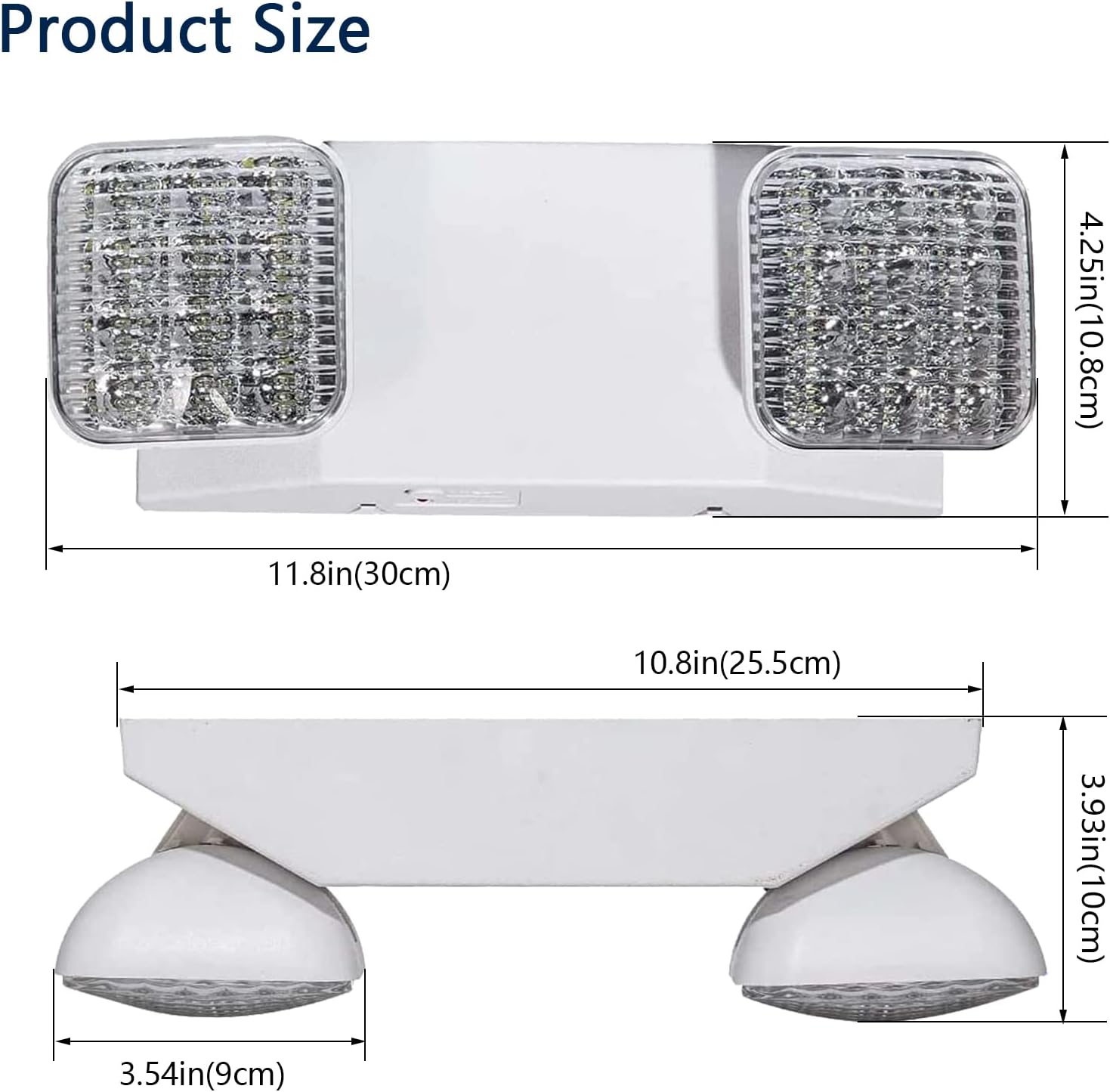 LED Emergency Lights with Battery Backup, Two Adjustable Heads Hardwired Commercial LED Exit Light, Domestic Power Outage Emergency Lighting Fixtures, AC 120/277V UL 924 Certified (8 Pack)