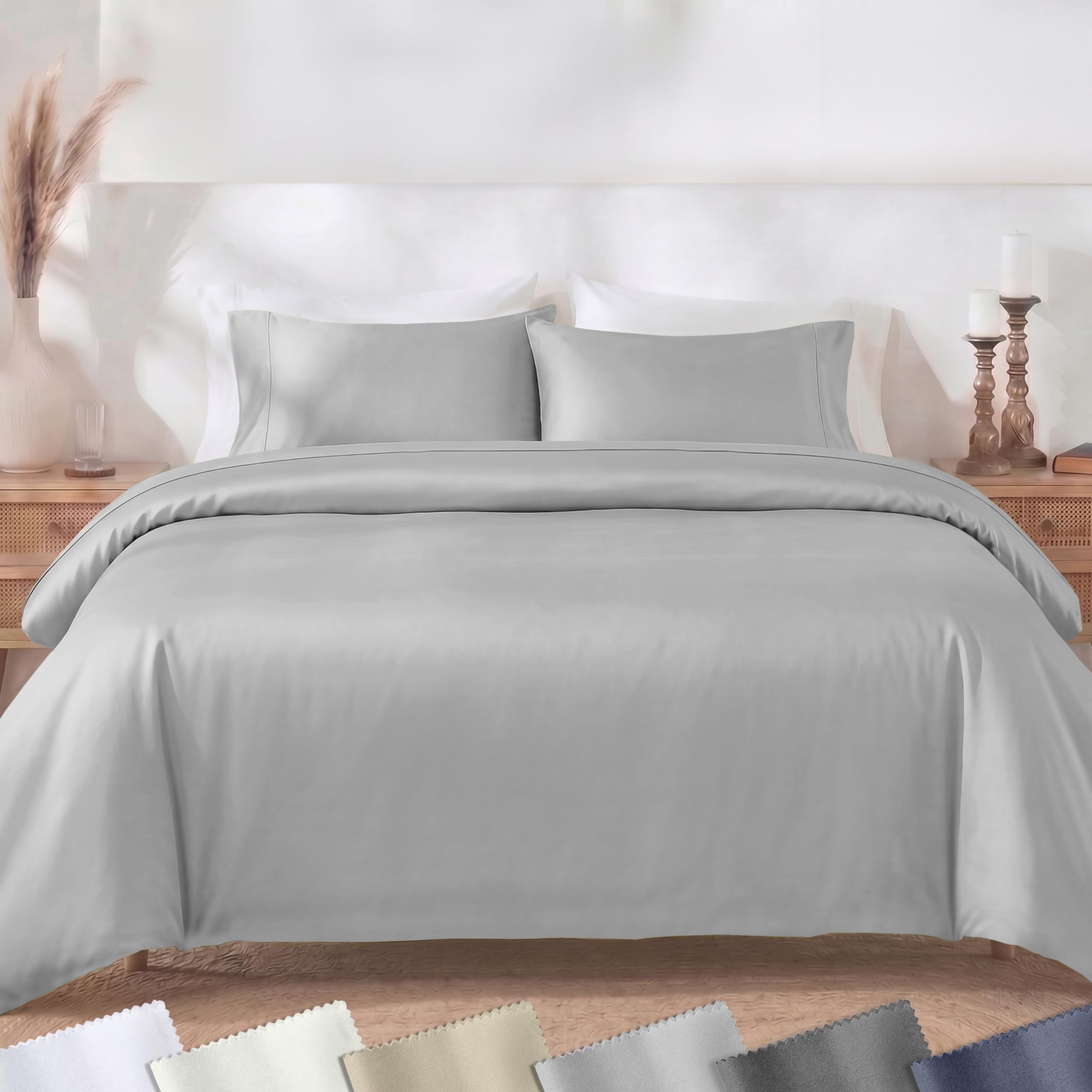 Cotton Duvet Cover 400 Thread Count Bedding Set, 3 Pieces - King