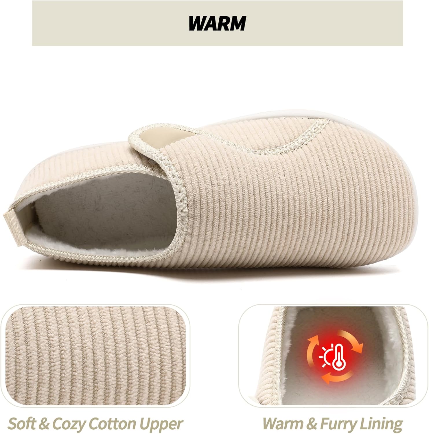 Slippers for Women Orthopedic Wide Diabetic Adjustable Shoes House Warm Winter Slip On Shoes Swollen Feet Edema Lightweight Soft Comfort Bedroom Gifts Zero Drop Barefoot - Image 3
