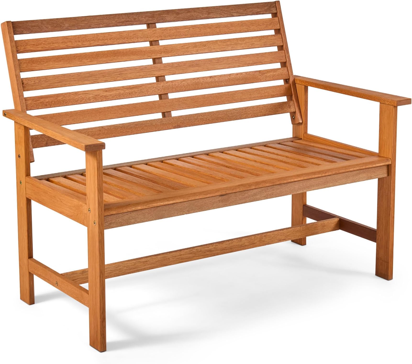 VonHaus Garden Bench - Natural 2 Seater Hardwood Outdoor Bench with Armrests - Wooden Garden ...